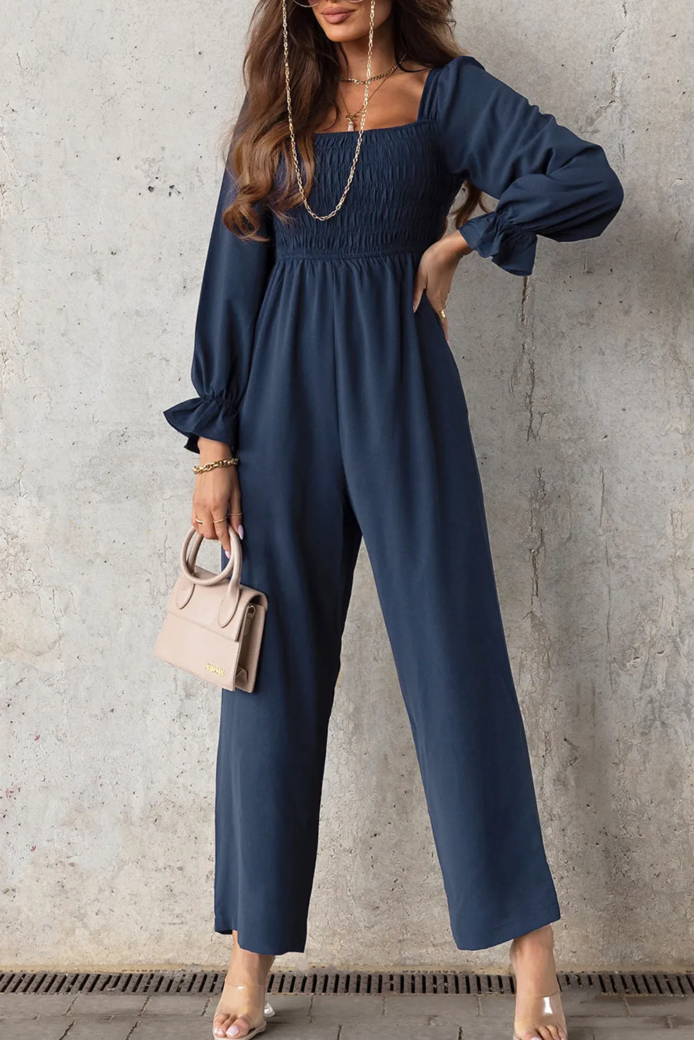 Long Flounce Sleeve Jumpsuit