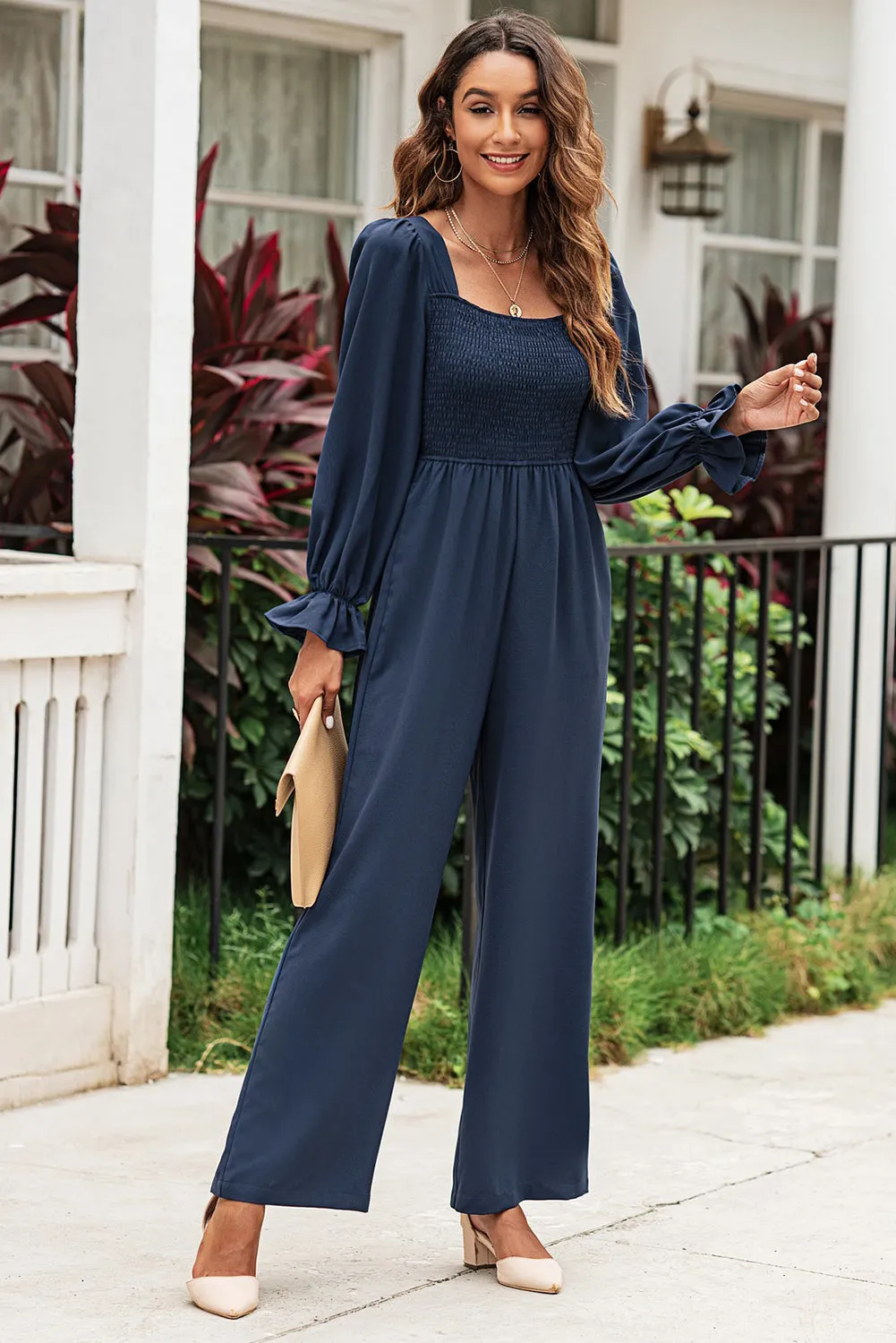 Long Flounce Sleeve Jumpsuit