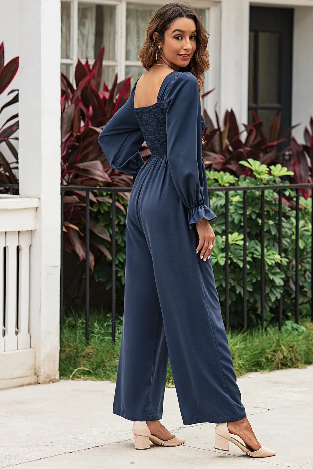 Long Flounce Sleeve Jumpsuit