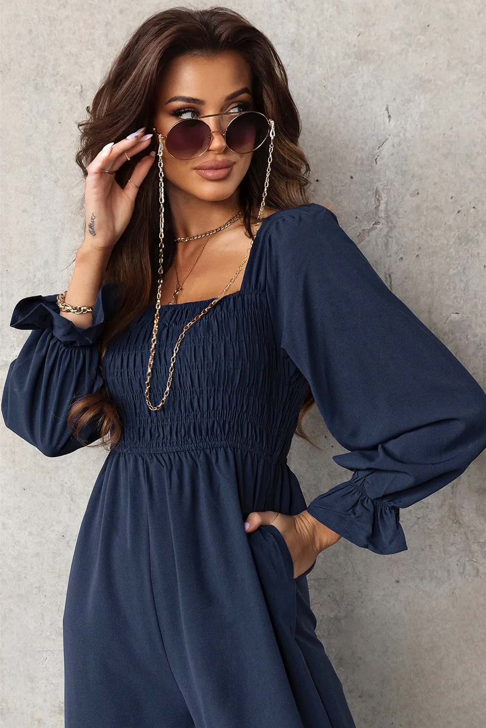 Long Flounce Sleeve Jumpsuit