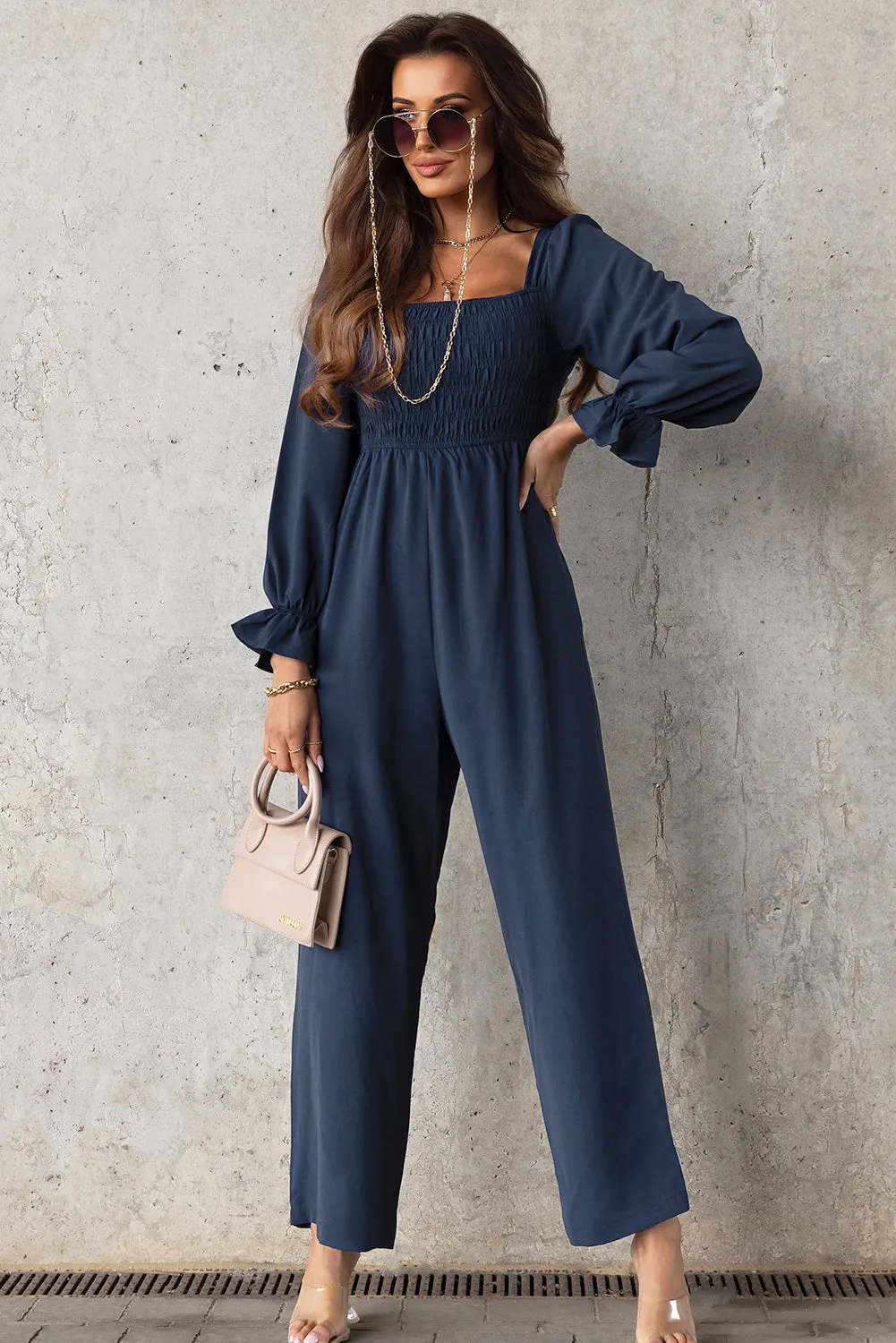 Long Flounce Sleeve Jumpsuit