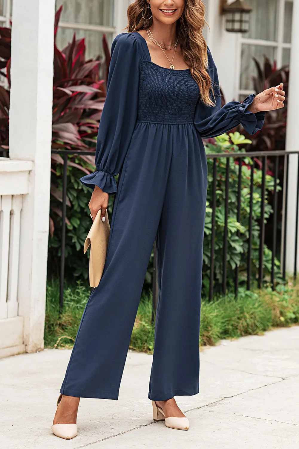 Long Flounce Sleeve Jumpsuit