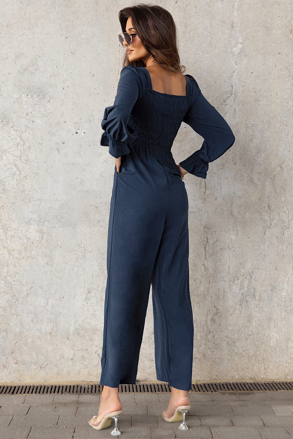 Long Flounce Sleeve Jumpsuit