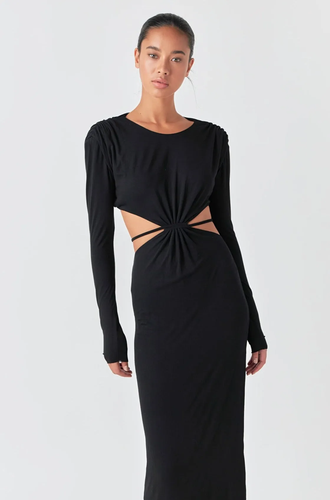 Long Sleeve Open-Back Maxi Dress