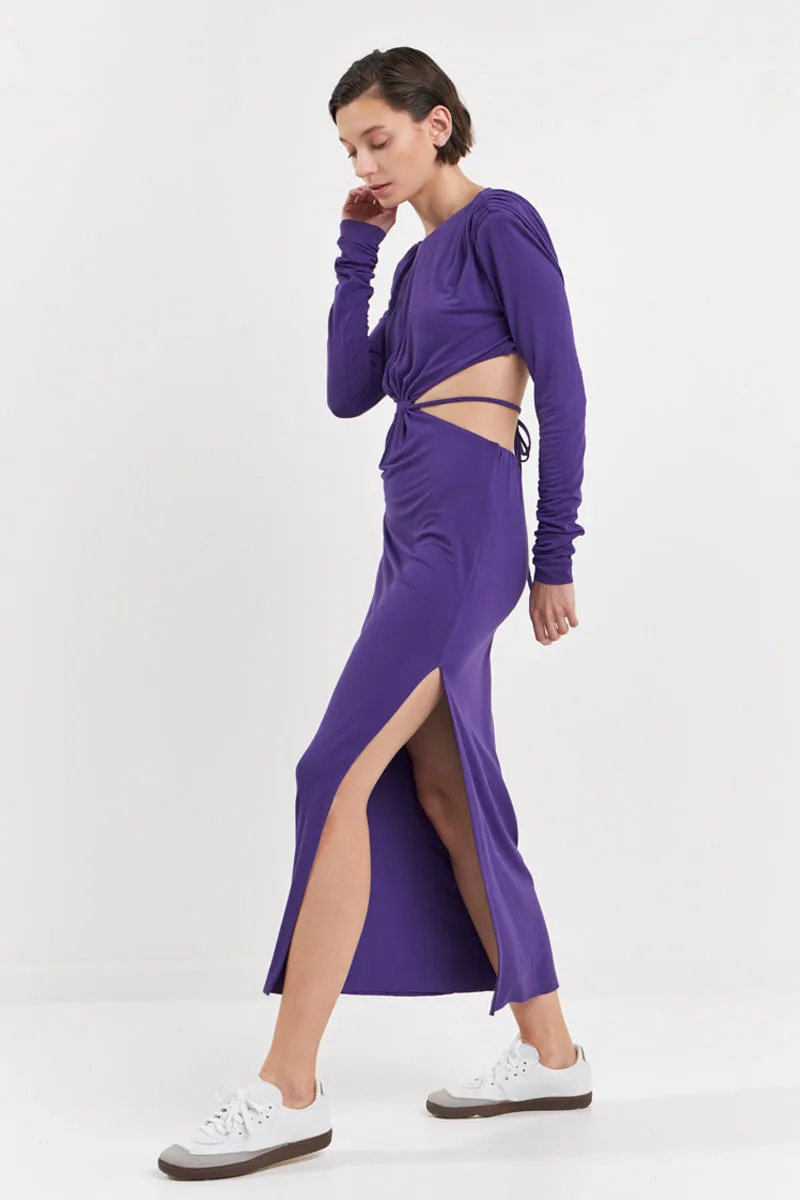 Long Sleeve Open-Back Maxi Dress