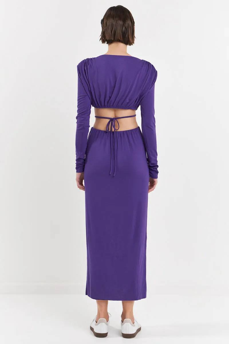 Long Sleeve Open-Back Maxi Dress