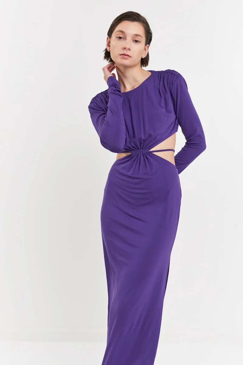 Long Sleeve Open-Back Maxi Dress