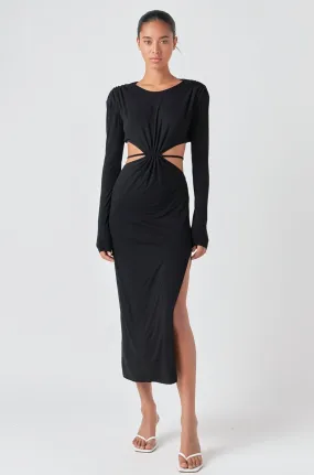 Long Sleeve Open-Back Maxi Dress