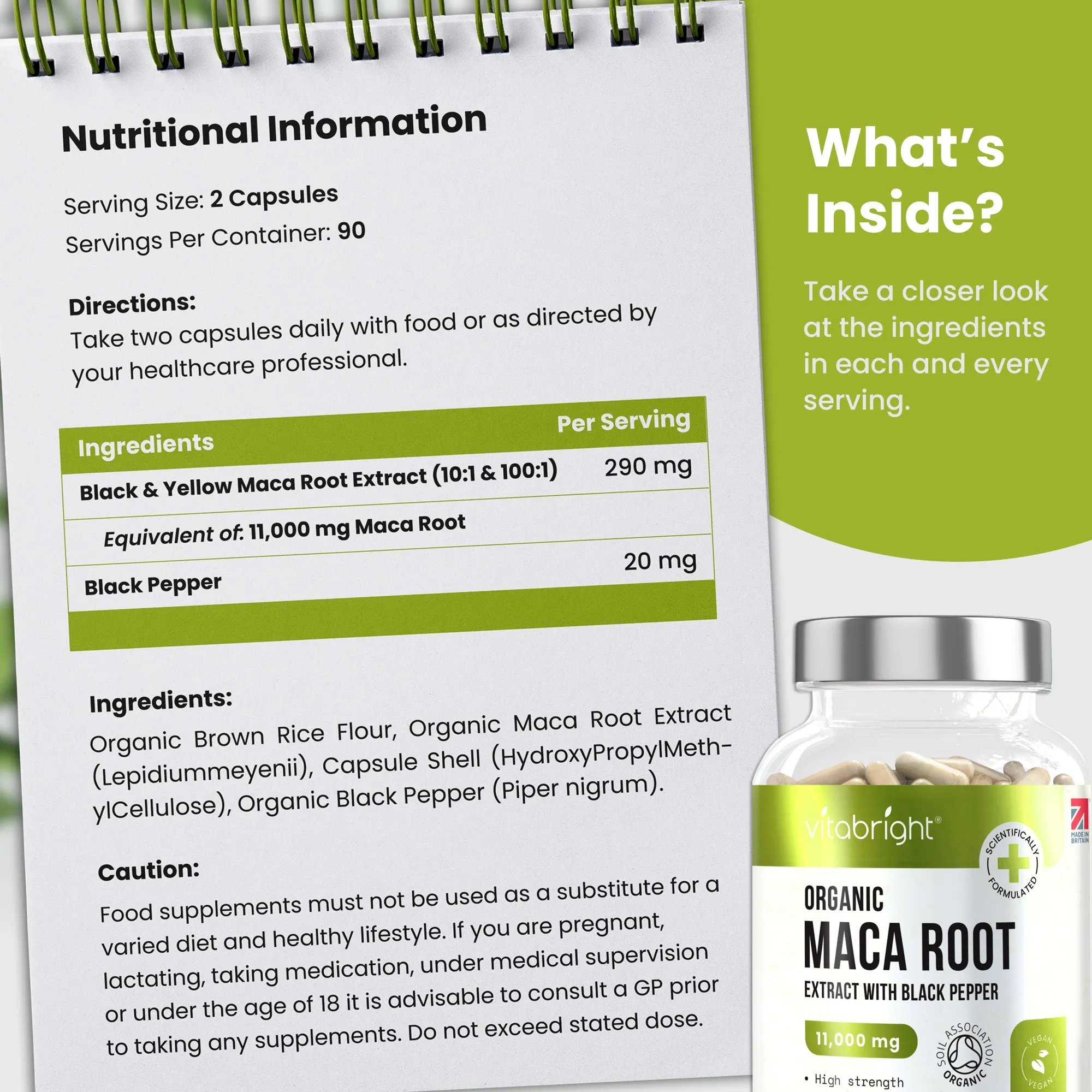 Maca Root High Strength Extract Organic Capsules 11,000mg - 180 = 3 Month Supply