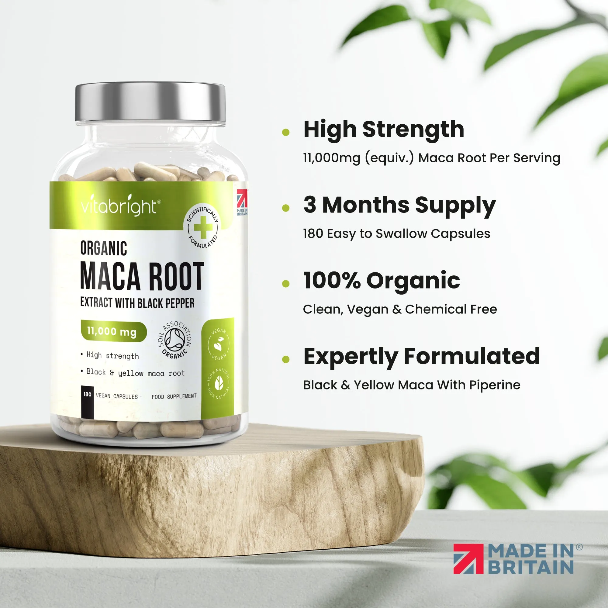 Maca Root High Strength Extract Organic Capsules 11,000mg - 180 = 3 Month Supply