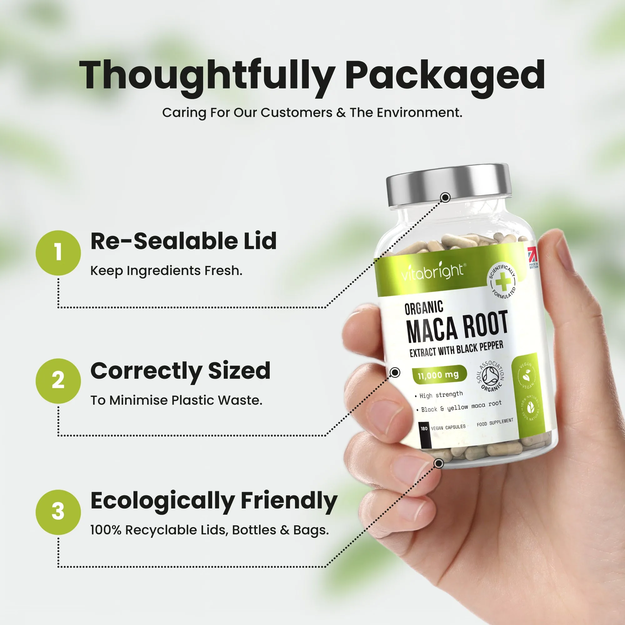 Maca Root High Strength Extract Organic Capsules 11,000mg - 180 = 3 Month Supply