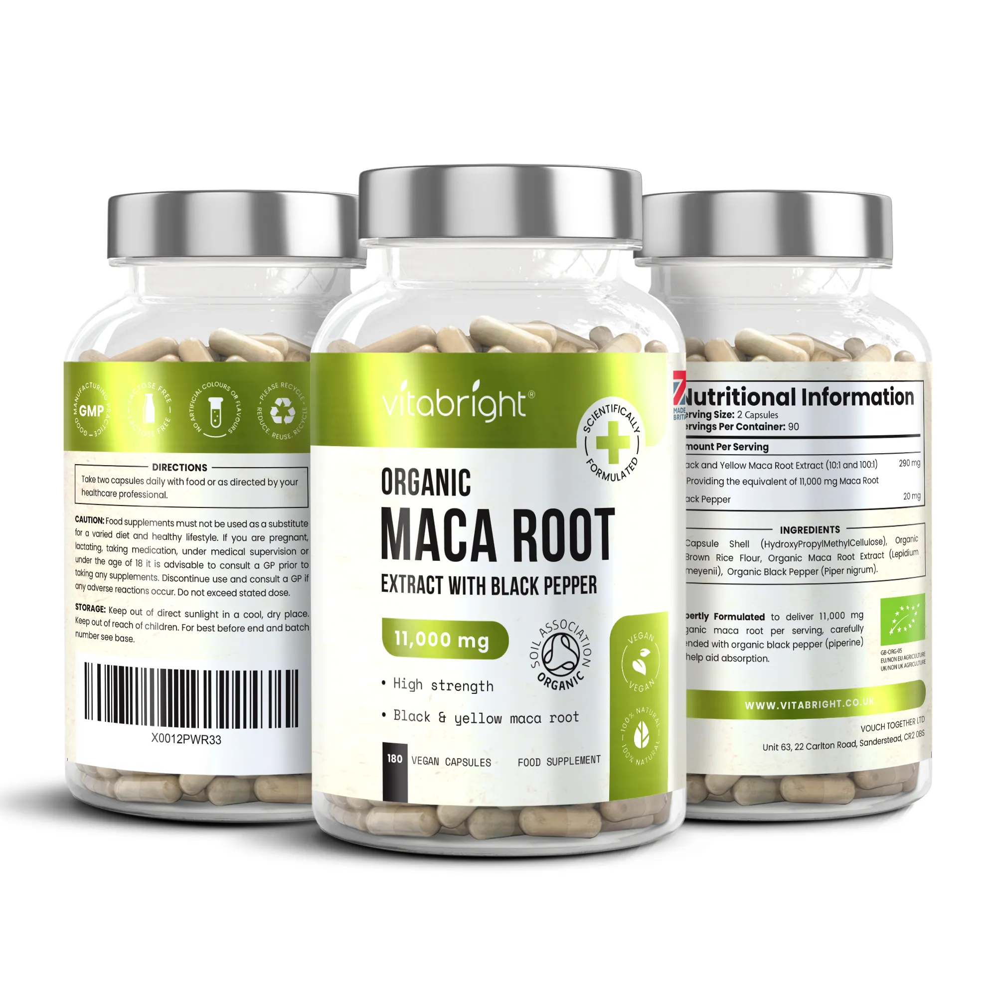 Maca Root High Strength Extract Organic Capsules 11,000mg - 180 = 3 Month Supply