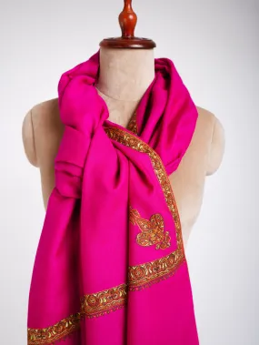 Magenta Pink Hand Embroidered Pashmina Shawl