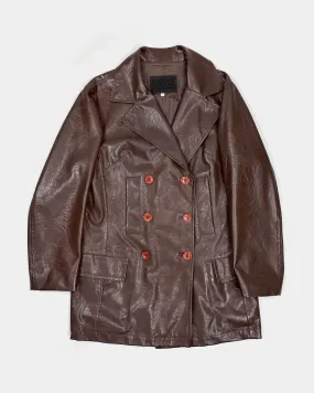 Marithé Francois Girbaud Synthetic Leather Brown Jacket 1990's