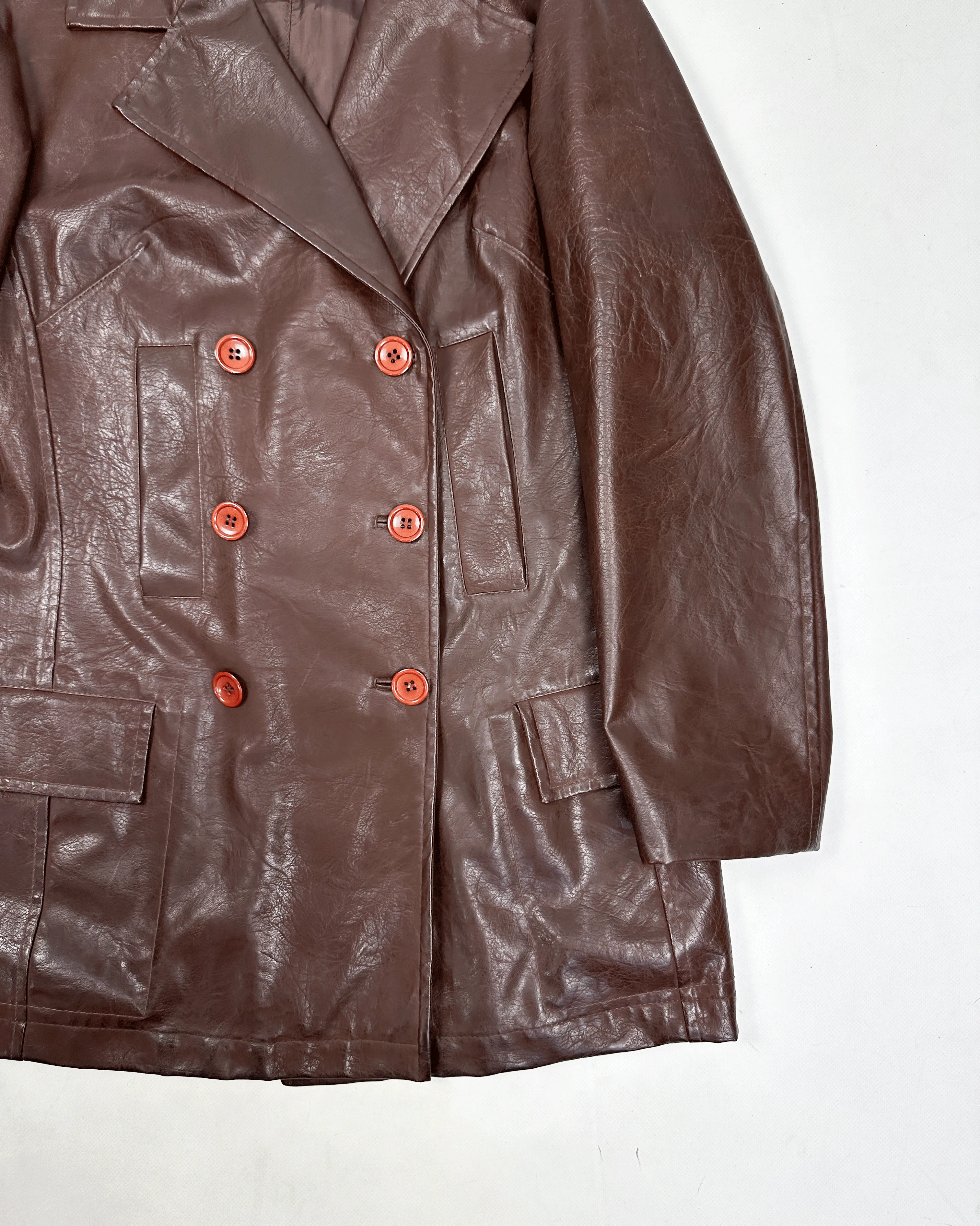 Marithé Francois Girbaud Synthetic Leather Brown Jacket 1990's