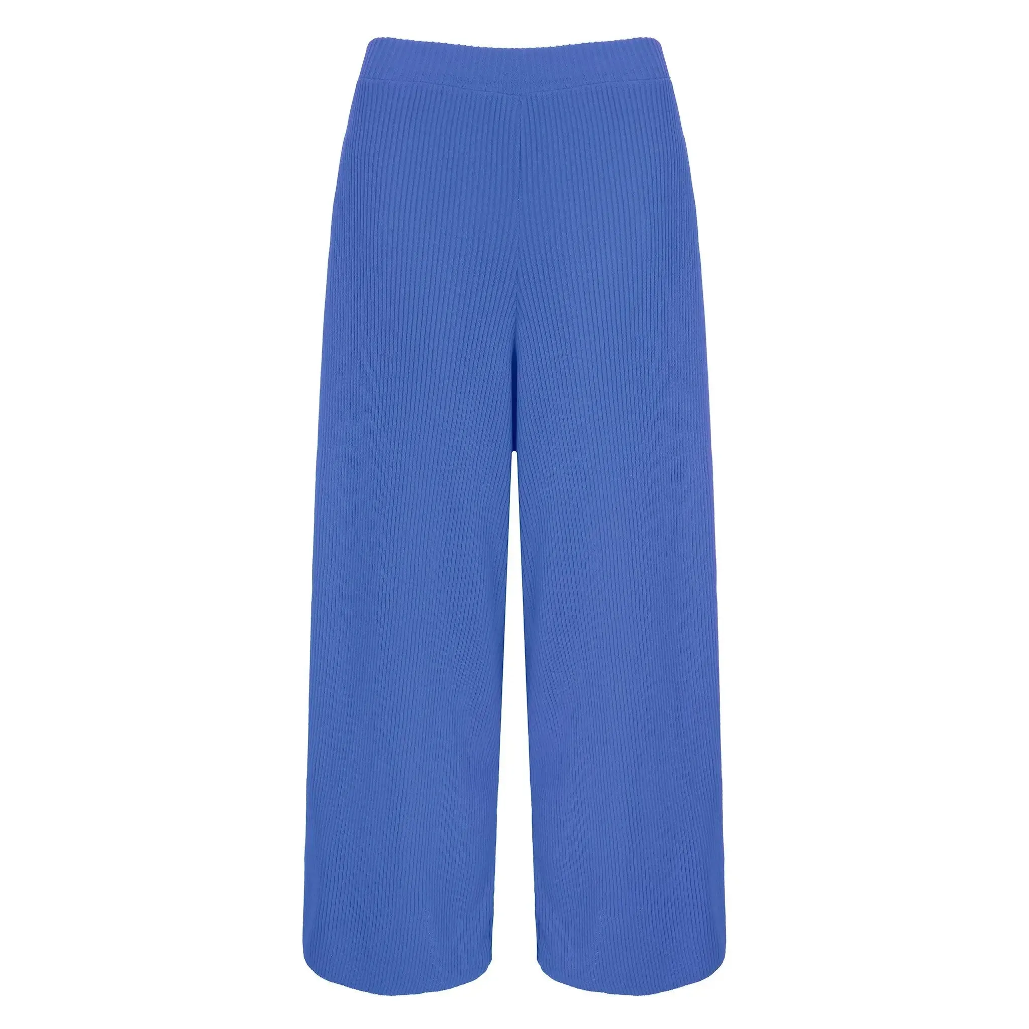 Martha Wide Leg Knitted Trousers - Cornflower Blue