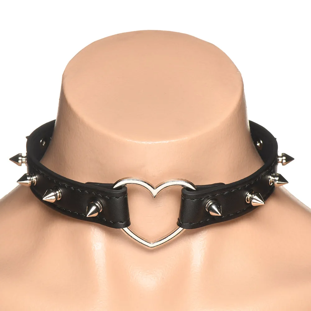 Master Series Spiked Heart Choker Black