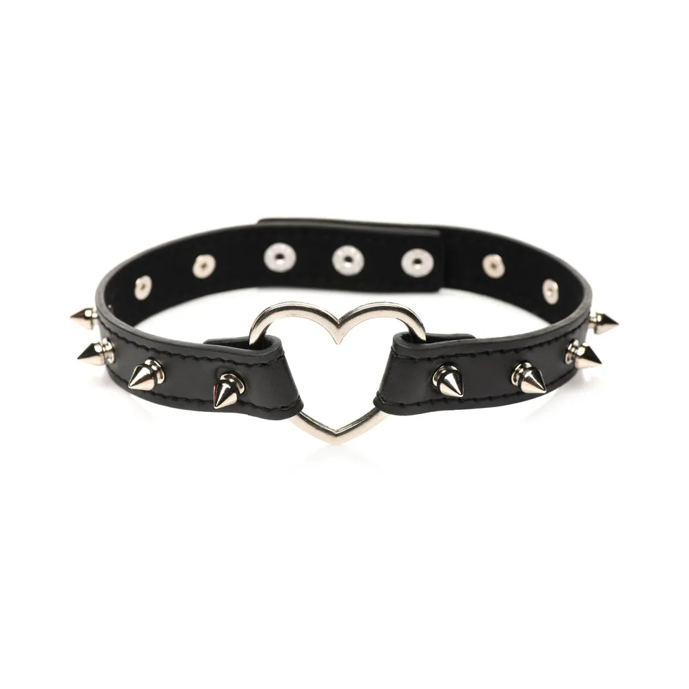 Master Series Spiked Heart Choker Black