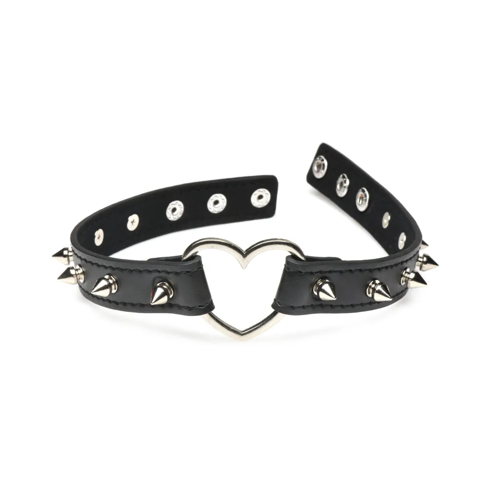 Master Series Spiked Heart Choker Black