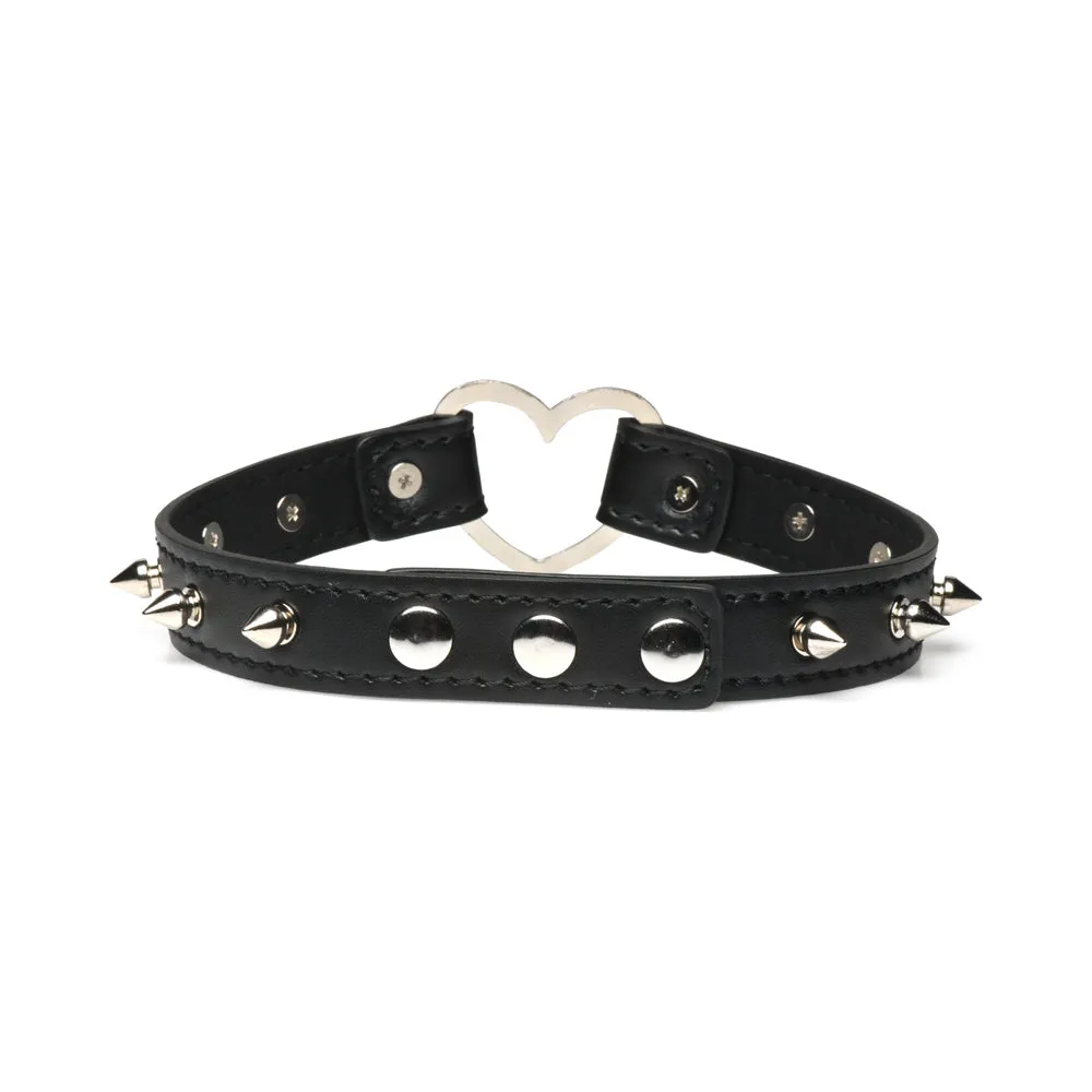 Master Series Spiked Heart Choker Black