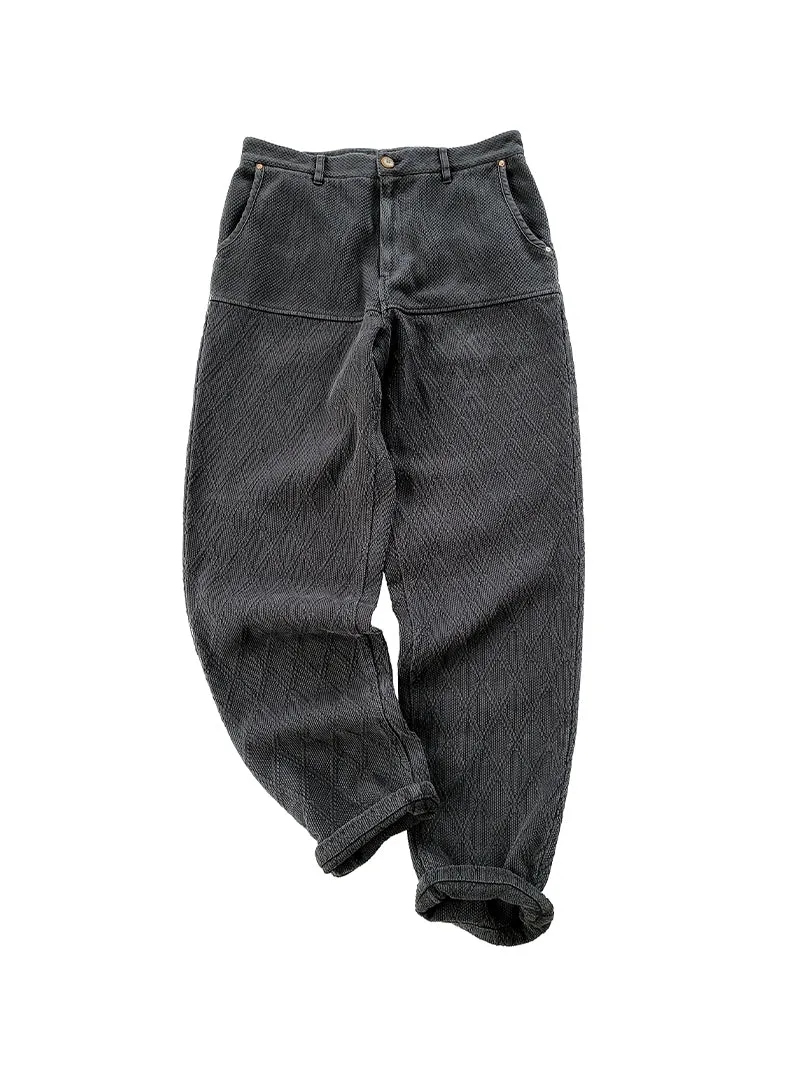 Men's Diamond Pattern Sashiko Tapered Pants