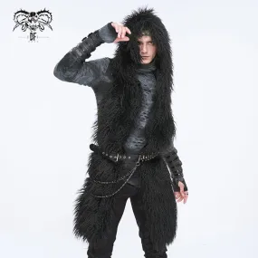 Men's Punk Faux Fur Scarf with Hood