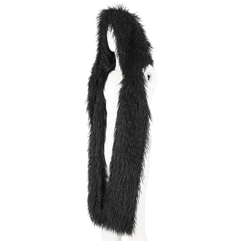 Men's Punk Faux Fur Scarf with Hood