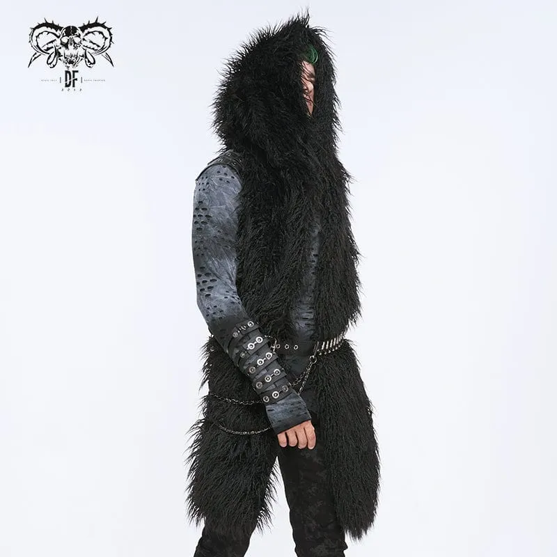 Men's Punk Faux Fur Scarf with Hood