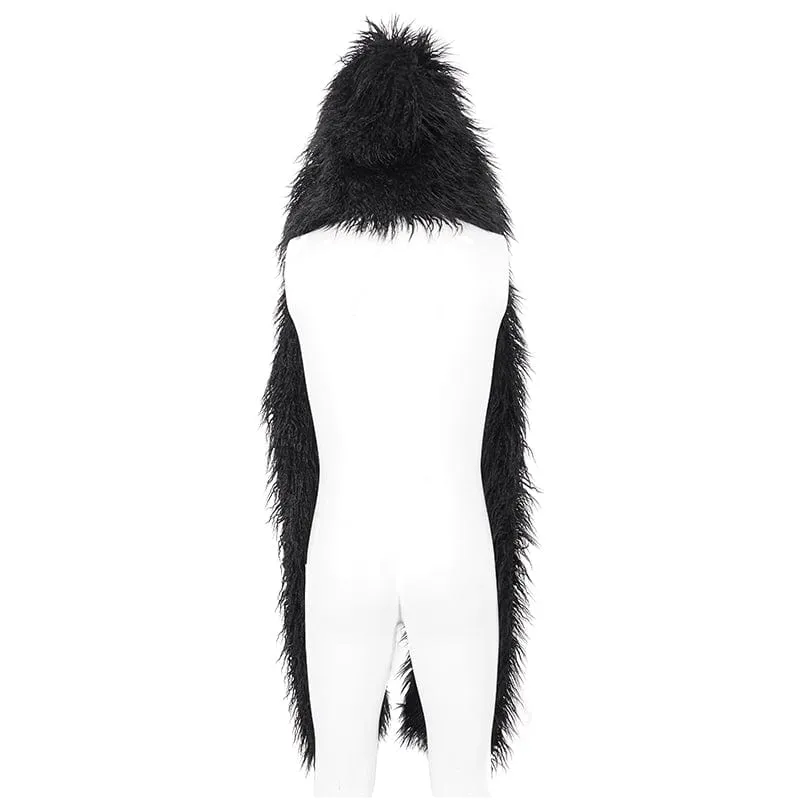 Men's Punk Faux Fur Scarf with Hood