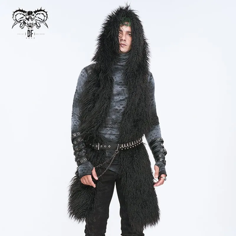 Men's Punk Faux Fur Scarf with Hood