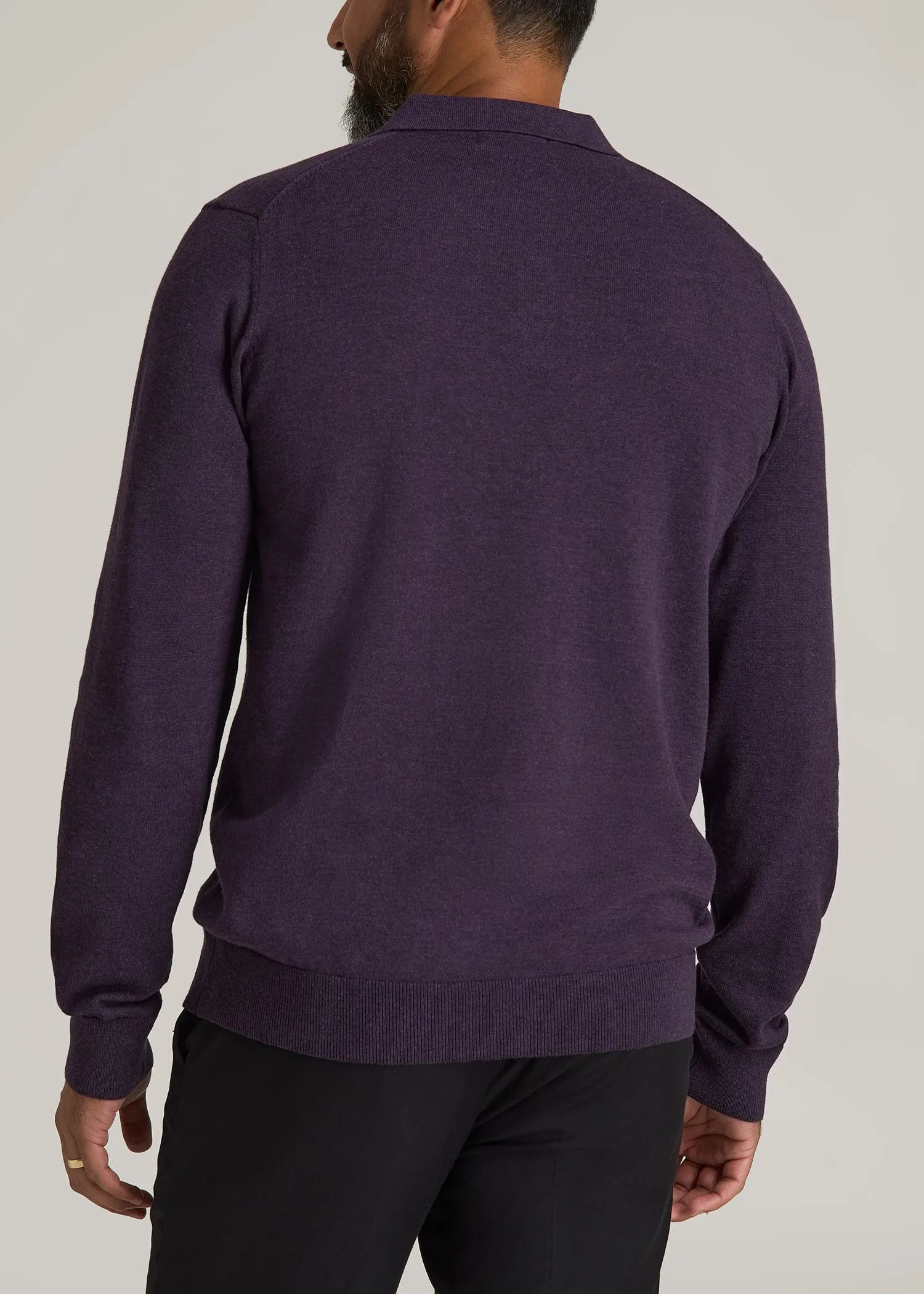 Men’s Tall Polo Sweater in Midnight Plum