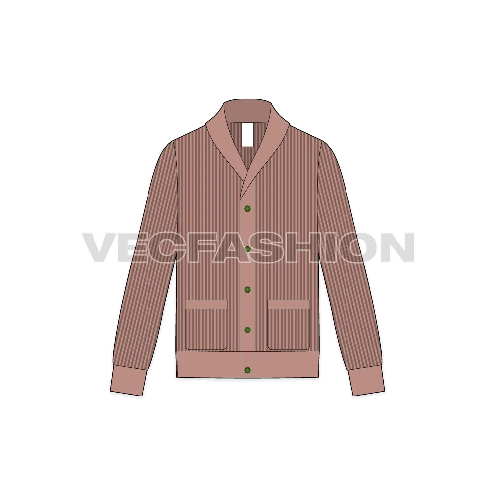 Mens Wool Cardigan Fashion Sketch Template