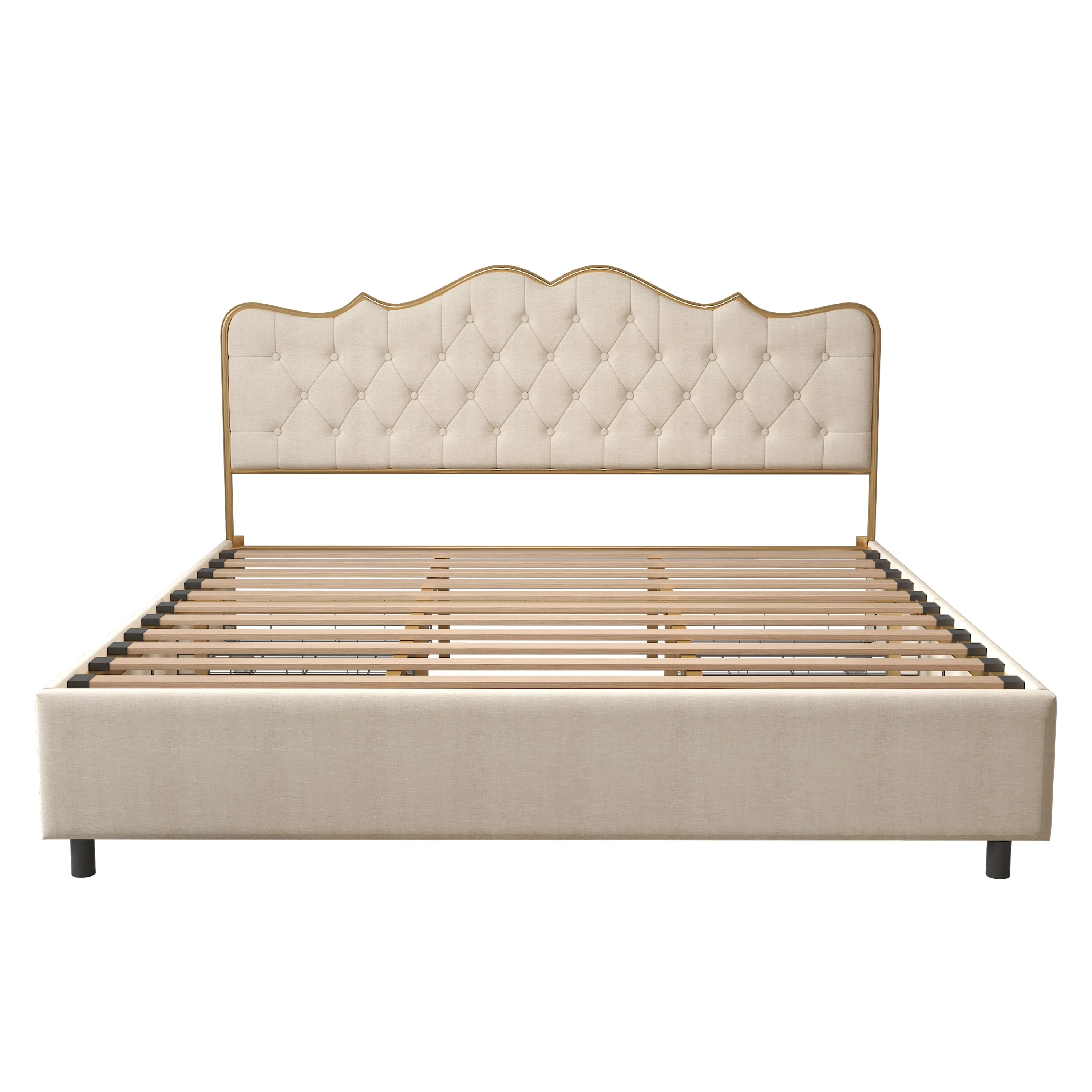 Metal Wingback Storage Bed- King