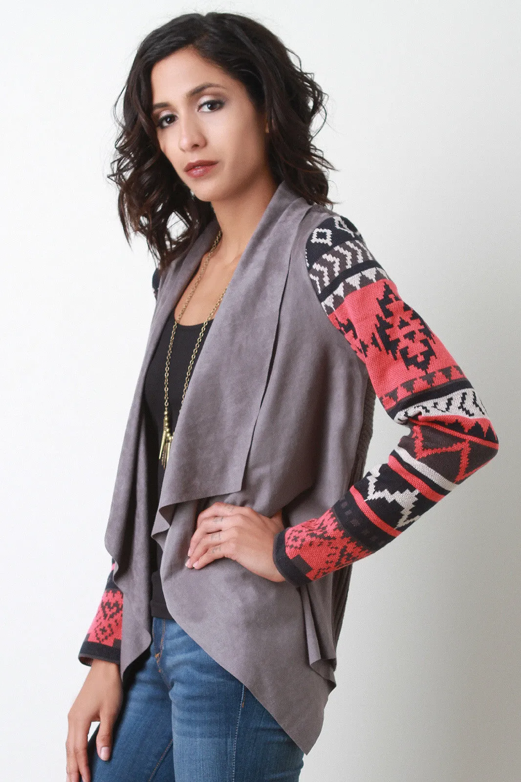 Mixed Media Tribal Sleeve Cardigan