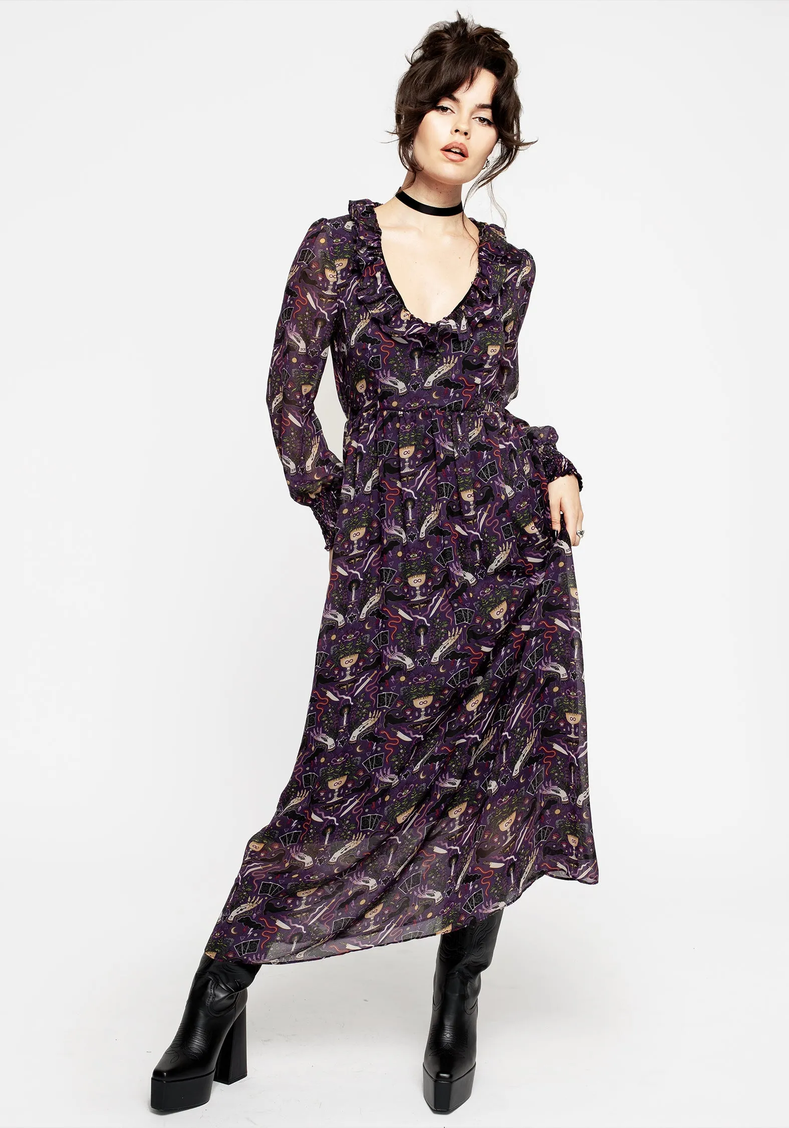 Modern Mystic Puff Sleeve Maxi Dress