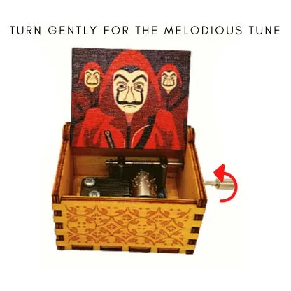 Money Heist Wooden Handcrafted Music Box - La Casa le Team: Unmask the Symphony of Intrigue 🏴‍☠️🎶