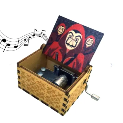 Money Heist Wooden Handcrafted Music Box - La Casa le Team: Unmask the Symphony of Intrigue 🏴‍☠️🎶