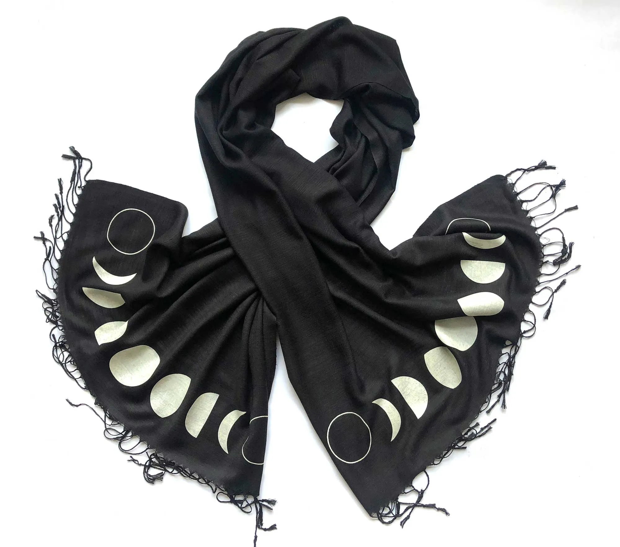 Moon Phase Scarf, bamboo pashmina