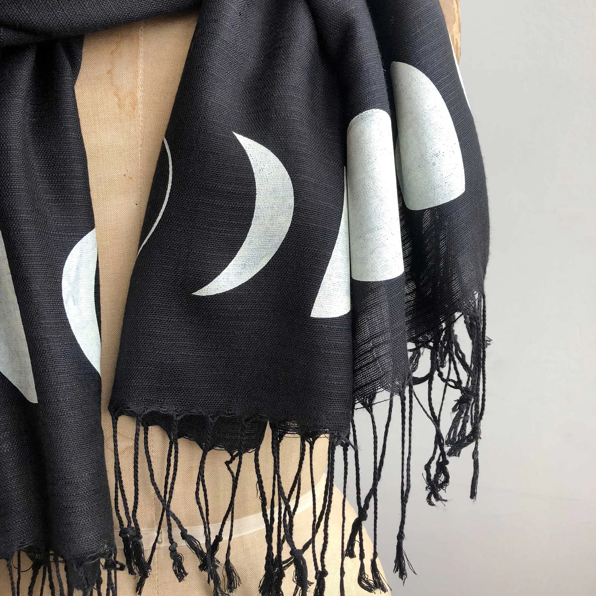 Moon Phase Scarf, bamboo pashmina