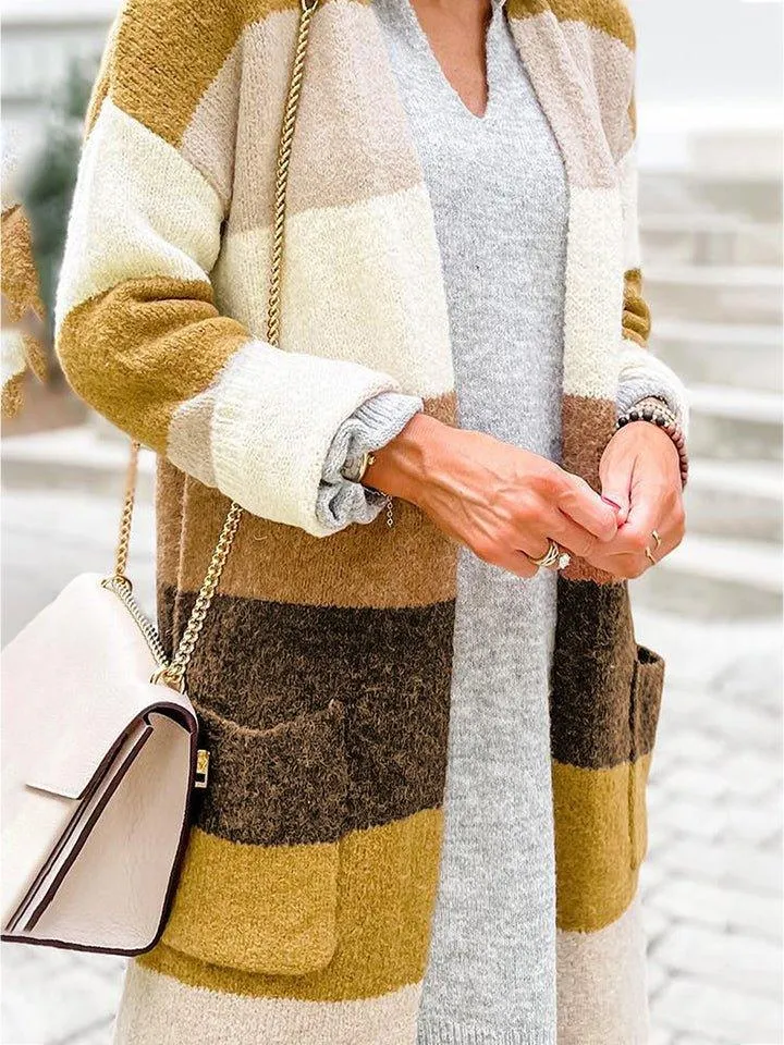 Mustard Color Block Cardigan