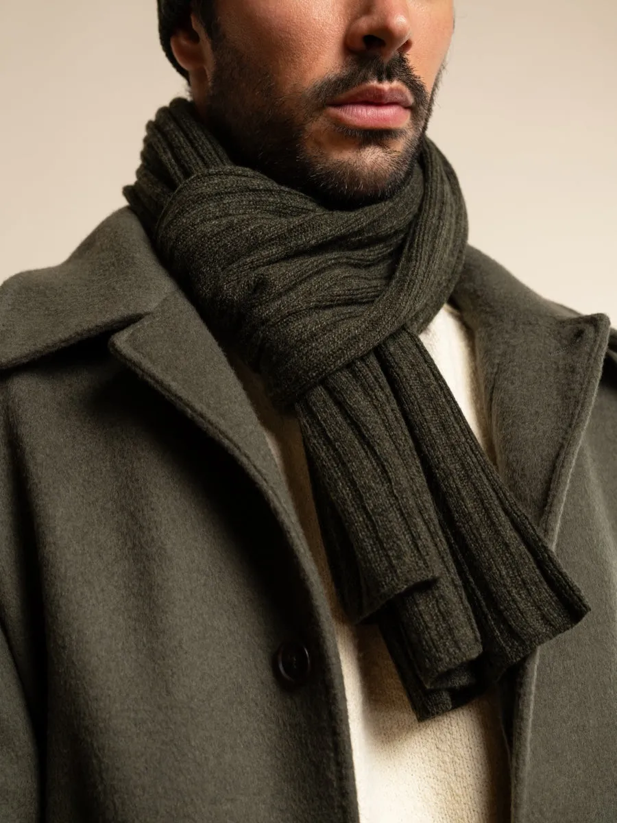 Napoli (dark green) - 100% cashmere ribbed scarf (unisex)