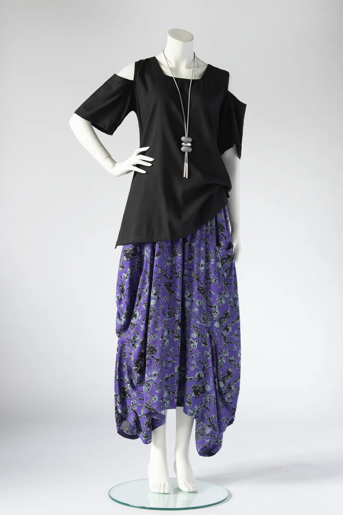 Odyssey Skirt in Purple Borago Print Boston