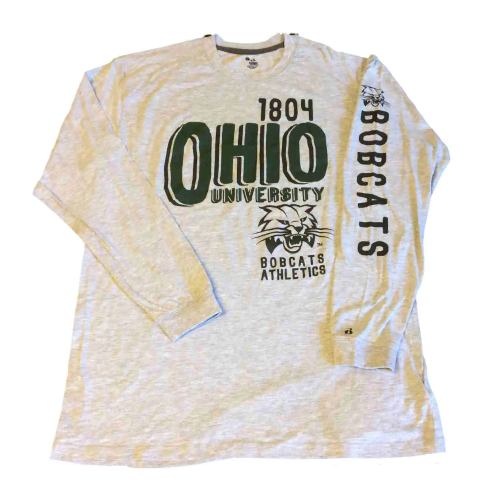 Ohio Bobcats Badger Sport Gray LS Moisture Management Performance T-Shirt (L)