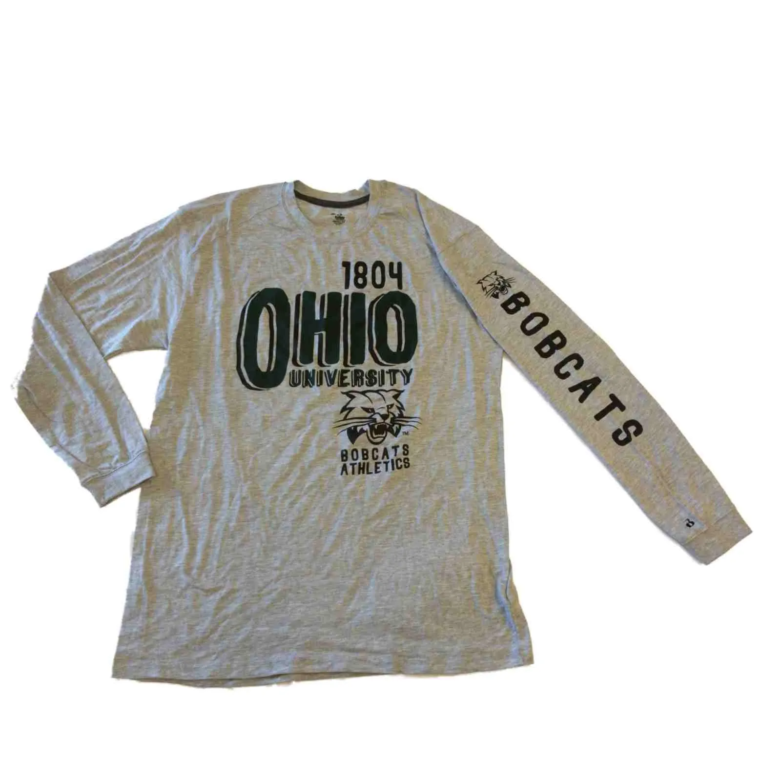 Ohio Bobcats Badger Sport Gray LS Moisture Management Performance T-Shirt (L)