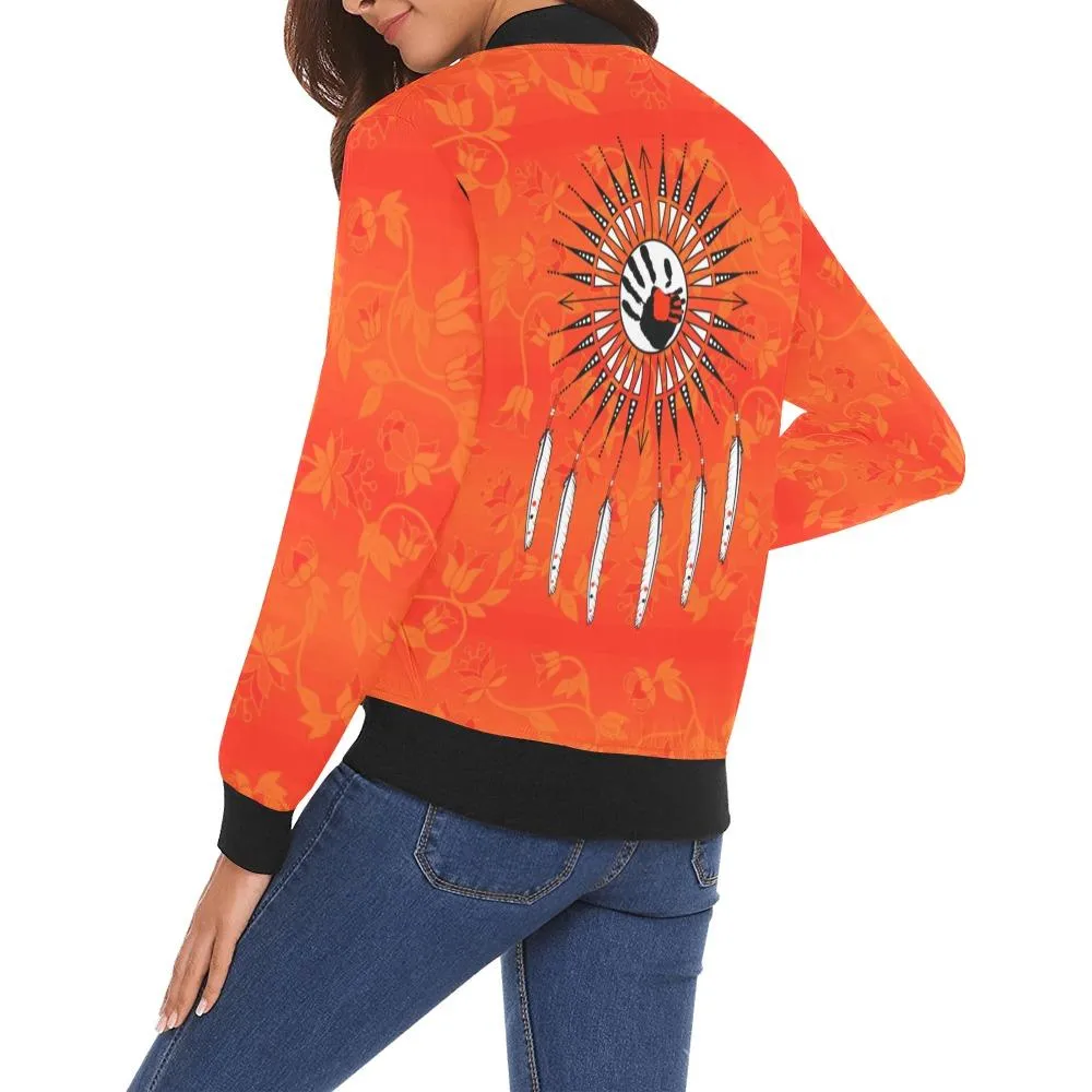 Orange Days Orange Feather Directions Bomber Jacket for Women