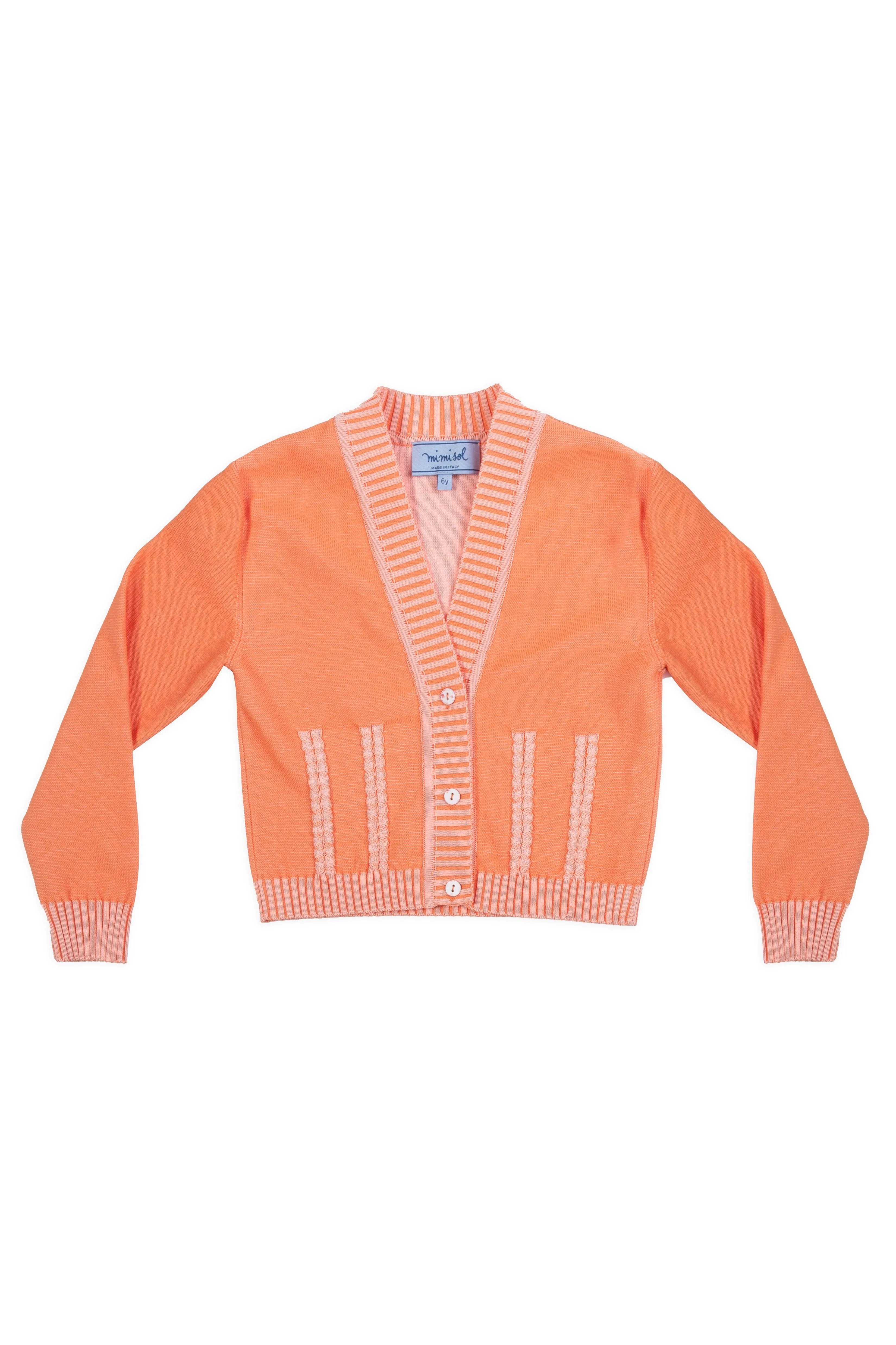 Orange V Neck Cardigan