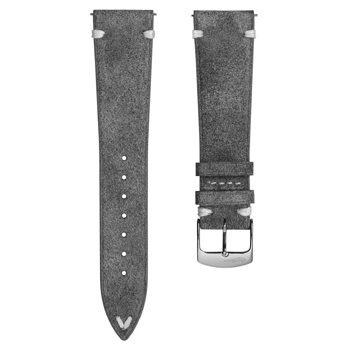 Overton Conceria Opera Suede V-Stitch Watch Strap - Light Grey