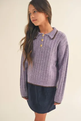 Piping Sweater- Purple