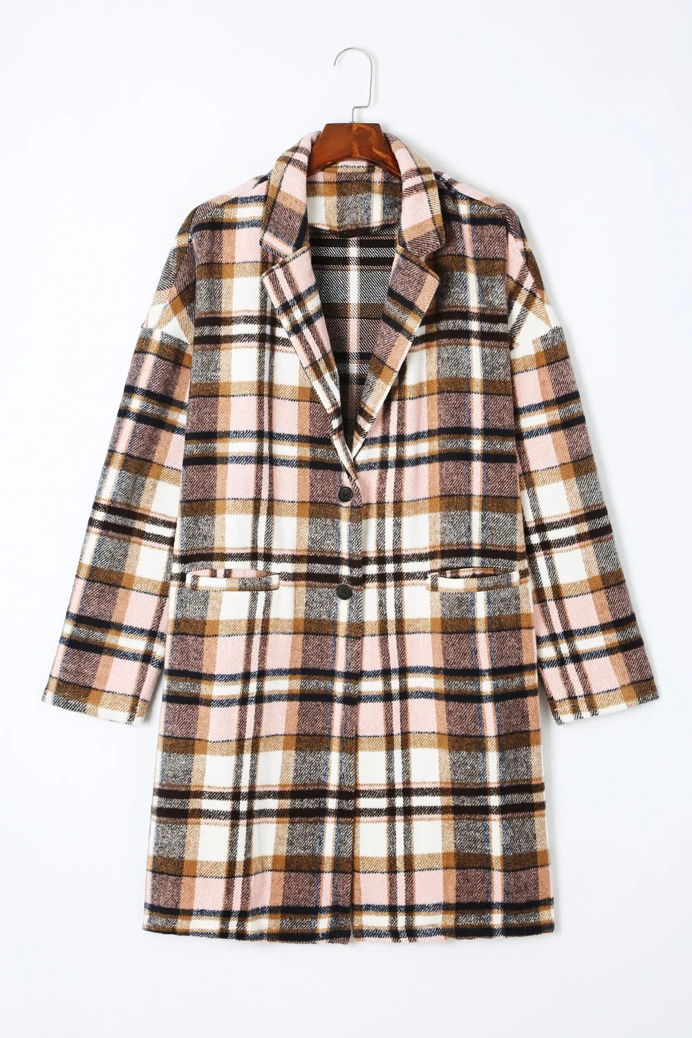 Plaid Pocketed Coat Jacket