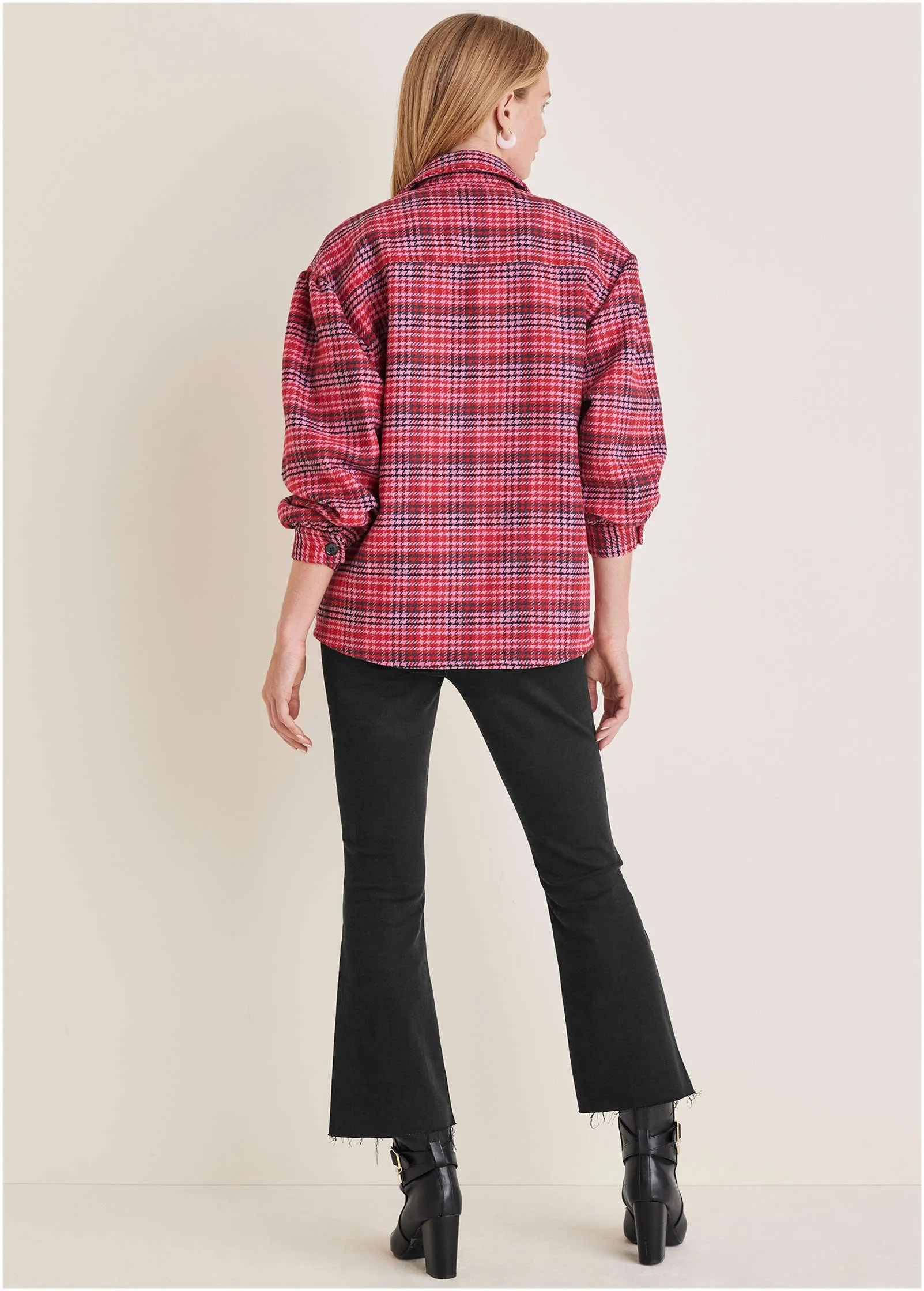 Plaid Shacket - Red Multi